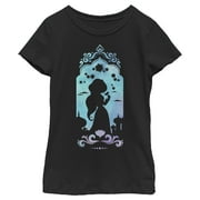 Girl's Aladdin Jasmine Watercolor Silhouette Graphic Tee Black X Large