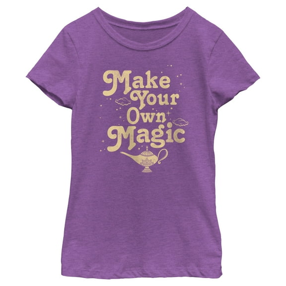 Girl's Aladdin Make Your Own Magic  Graphic Tee Purple Berry Small