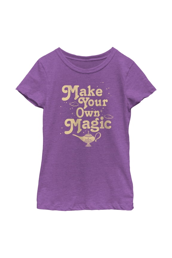 Girl's Aladdin Make Your Own Magic Graphic Tee Purple Berry X Small