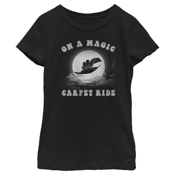 Girl's Aladdin On a Magic Carpet Ride  Graphic Tee Black Large