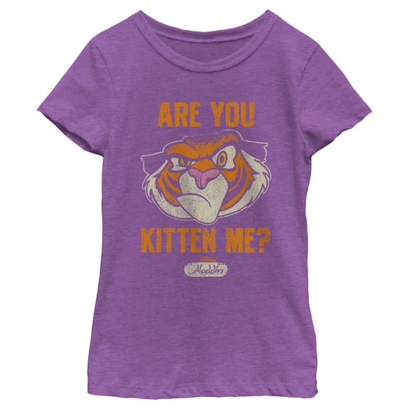 Girl's Aladdin Rajah Are You Kitten Me Graphic Tee Purple Berry X Large