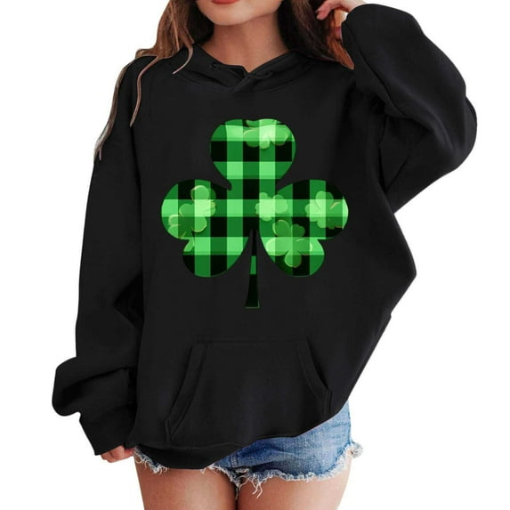 Girl's And Boy's St Patricks Day Hoodie Long Sleeve Soft Sweatshirt Graphic Hoody Kids Cute Pullovers Top Clothes Big Boys