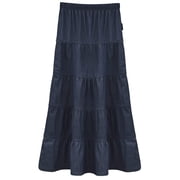 Girls Ankle Length Long Denim 5 Tiered Skirt 4 to 18 years old
