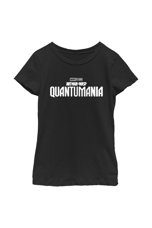 Girl's Ant-Man and the Wasp: Quantumania Movie Logo White Graphic Tee Black Large