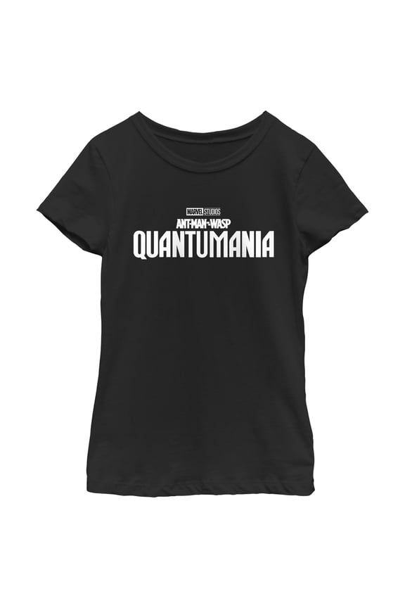 Girl's Ant-Man and the Wasp: Quantumania Movie Logo White Graphic Tee Black X Large