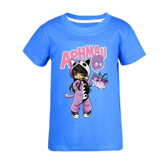 Girl's Aphmaus Graphic T Shirts Cotton Soft Short Sleeve Cute Shirts Loose Tee Kids Summer Tops Anime Gift