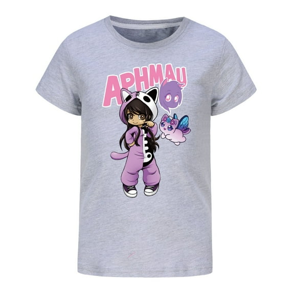 Girl's Aphmaus Graphic T Shirts Cotton Soft Short Sleeve Cute Shirts Loose Tee Kids Summer Tops Anime Gift