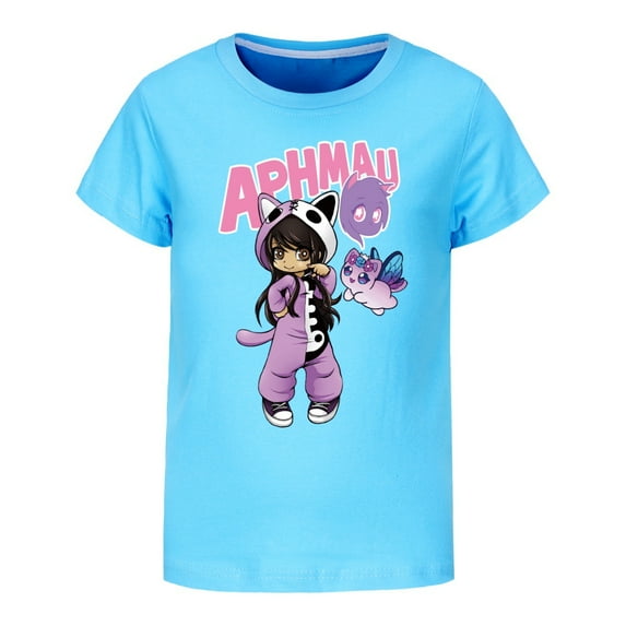 Girl's Aphmaus Graphic T Shirts Cotton Soft Short Sleeve Cute Shirts Loose Tee Kids Summer Tops Anime Gift