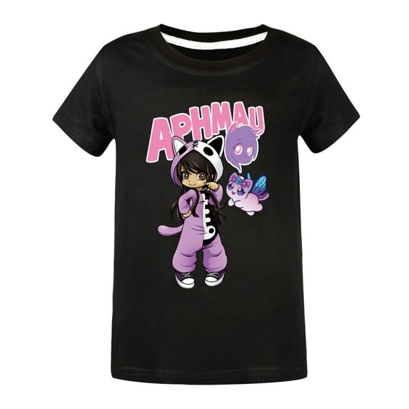 Girl's Aphmaus Graphic T Shirts Cotton Soft Short Sleeve Cute Shirts Loose Tee Kids Summer Tops Anime Gift