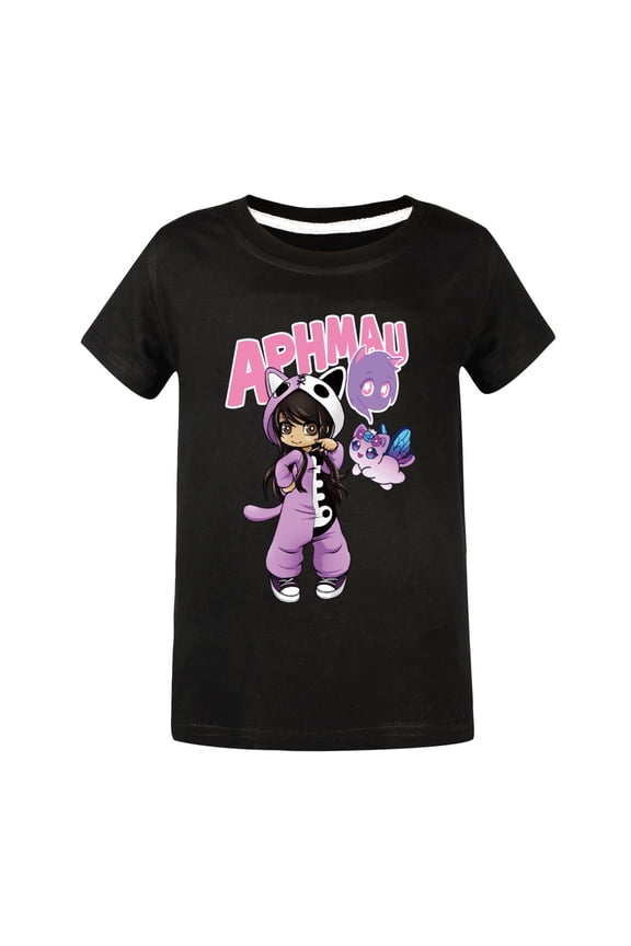 Girl's Aphmaus Graphic T Shirts Cotton Soft Short Sleeve Cute Shirts Loose Tee Kids Summer Tops Anime Gift