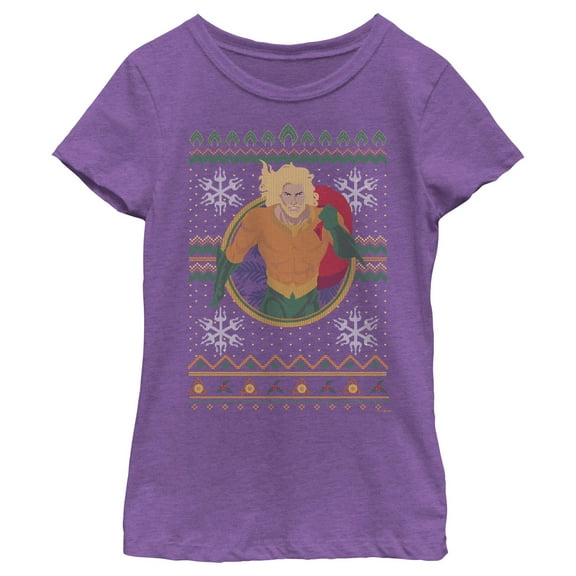 Girl's Aquaman Water King Ugly Sweater  Graphic T-Shirt