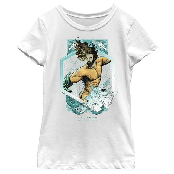 Girl's Aquaman and the Lost Kingdom Floral Portrait Graphic Tee White Small