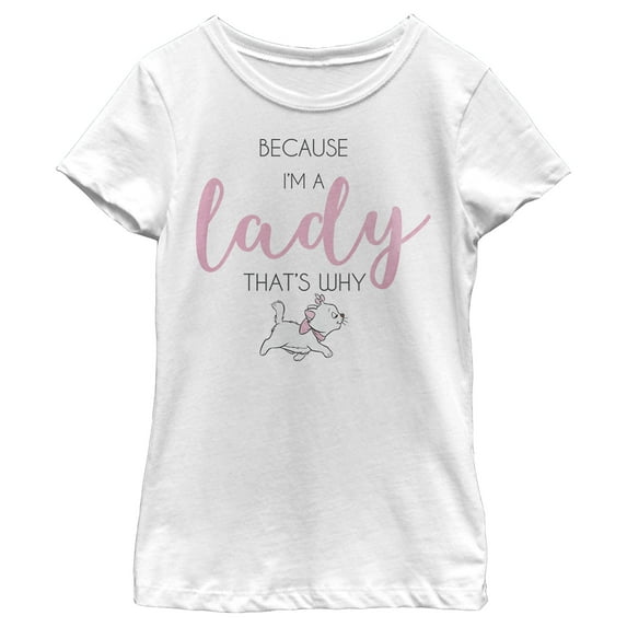 Girl's Aristocats Because I'm a Lady, That’s Why Graphic Tee White Small