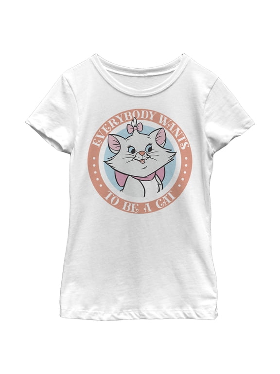 Girl's Aristocats Marie Everybody Wants To Be A Cat Graphic Tee White Large