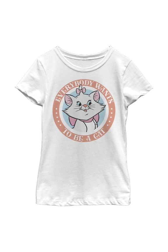 Girl's Aristocats Marie Everybody Wants To Be A Cat Graphic Tee White Large