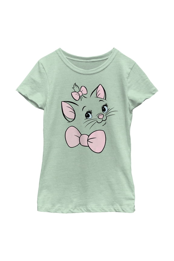 Girl's Aristocats Marie Face Graphic Tee Mint Large