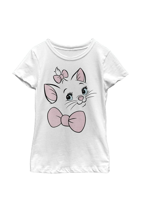 Girl's Aristocats Marie Face Graphic Tee White Small