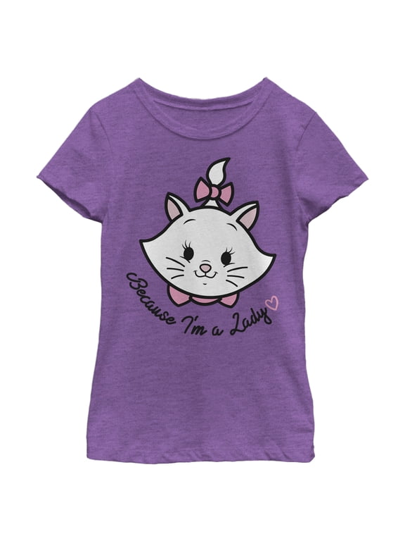Girl's Aristocats Marie Portrait I'm a Lady Graphic Tee Purple Berry X Large