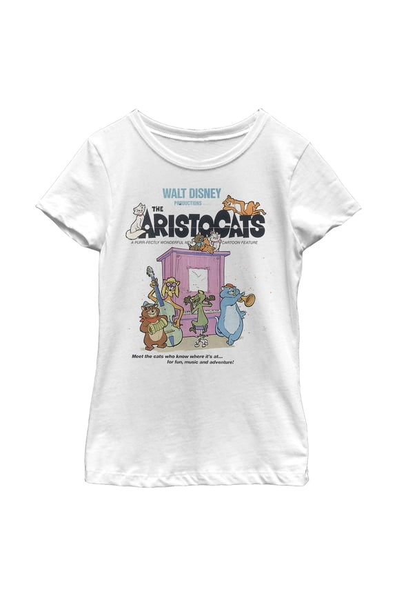 Girl's Aristocats Movie Poster Meet The Cats Graphic Tee White Large