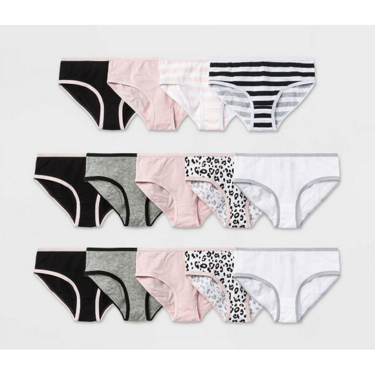 Girl's Assorted & Prints 14 Pack Cotton Hipster Panties - 8