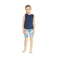 thumbnail image 1 of Girl's Athletic Sportswear Solid Tank Top and Patterned Bike Shorts Set in Firebird Blue White Medium, 1 of 5