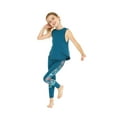 thumbnail image 1 of Girl's Athletic Sportswear Solid Tank Top and Patterned Side Legging Set in Crayon Palms Green X-Large, 1 of 5