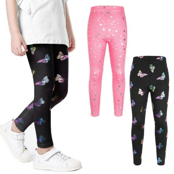 Girl's Athletic Yoga Leggings Running Dance Pants Tights, Stretch Active Pants for Youth Kids 3-9Years