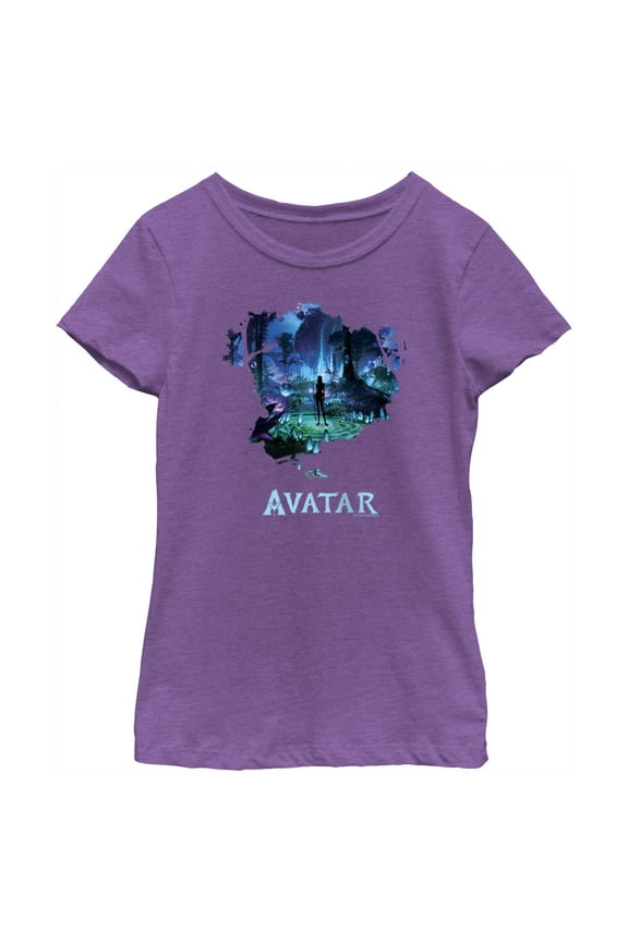 Girl's Avatar Neytiri Pandora Night Scene  Graphic Tee Purple Berry Large
