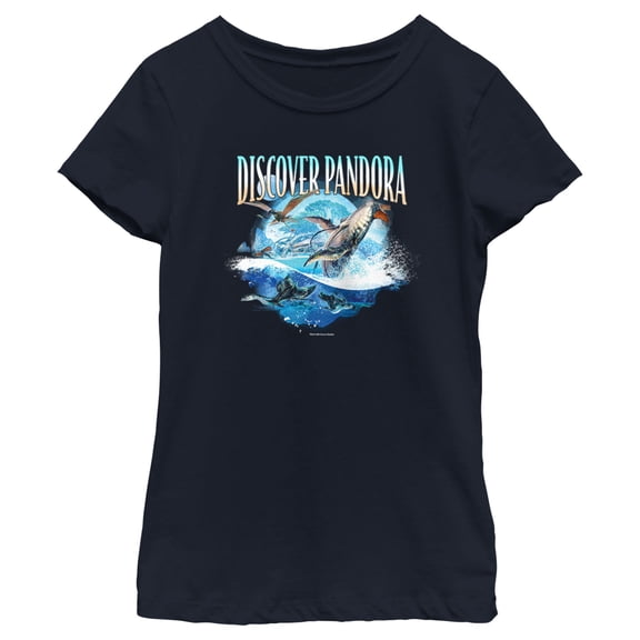 Girl's Avatar: The Way of Water Discover Pandora Ocean  Graphic Tee Navy Blue Small