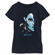 Girls Avatar The Way of Water Neytiri Face Logo Graphic Tee Navy Blue Medium