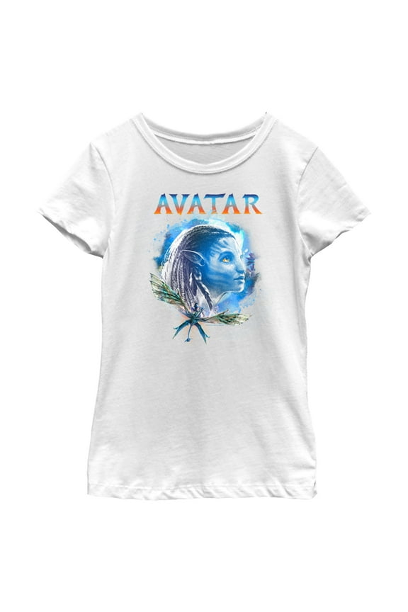 Girl's Avatar: The Way of Water Neytiri Portrait Graphic Tee White Small