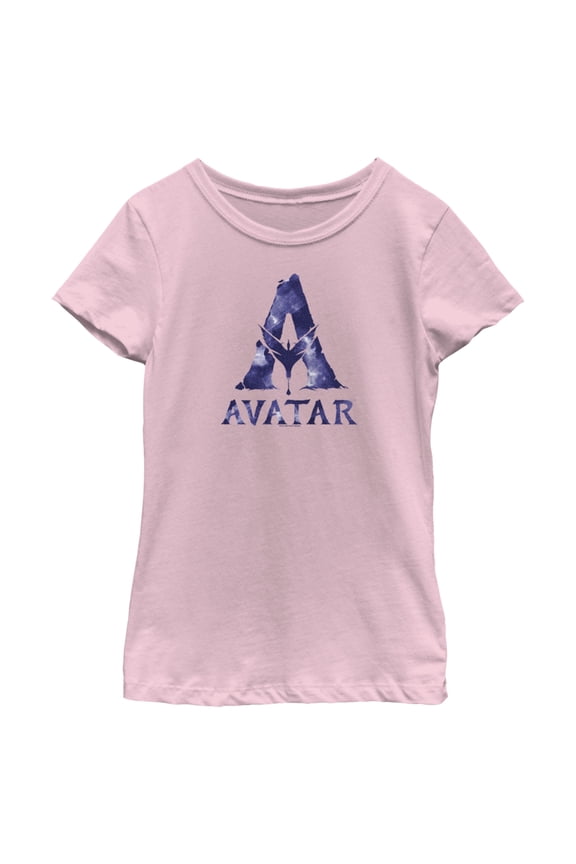 Girl's Avatar Watercolor A Logo  Graphic Tee Light Pink Small