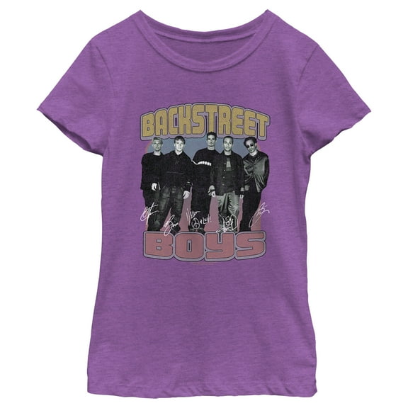 Girl's Backstreet Boys Member Photo Stripes  Graphic T-Shirt