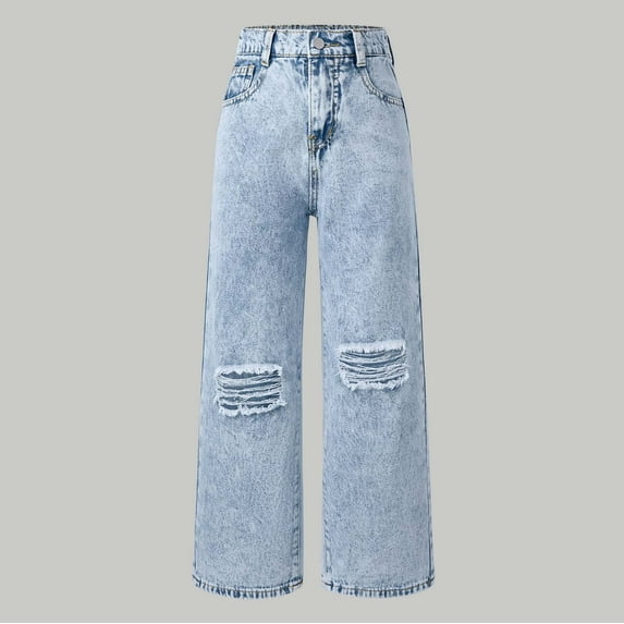Girl's Baggy Hop Jeans Loose Fit Cargo Denim Jeans Jeans with Multi Pockets for Kids