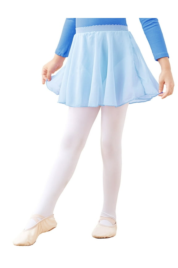 Girl's Ballet Skirt Chiffon Short Semi Sheer Dance Skirts with Elastic Waist
