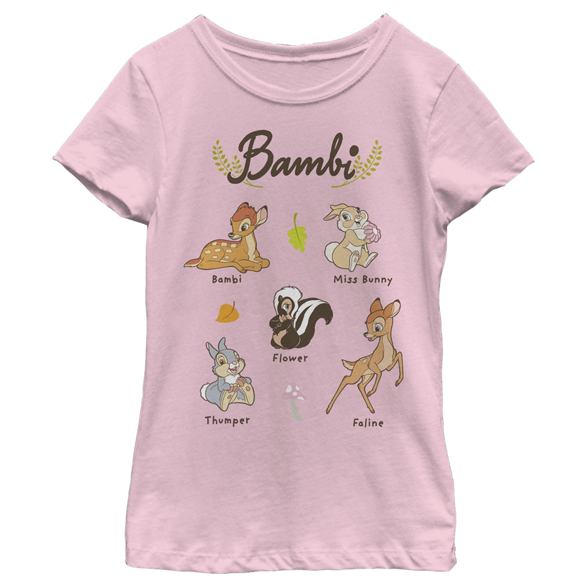 Girl\'s Bambi Character Names Graphic Tee Light Pink Small