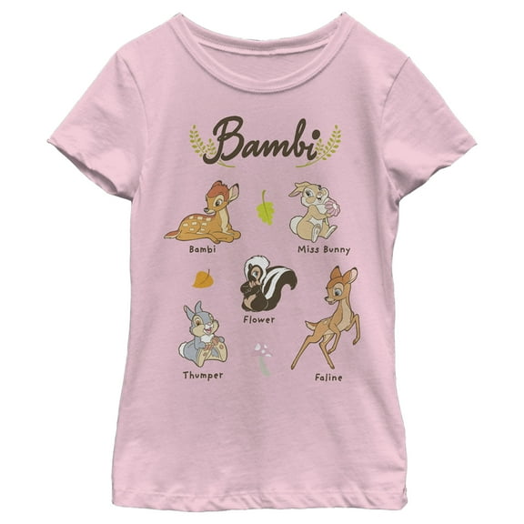 Girl's Bambi Character Names Graphic Tee Light Pink Large