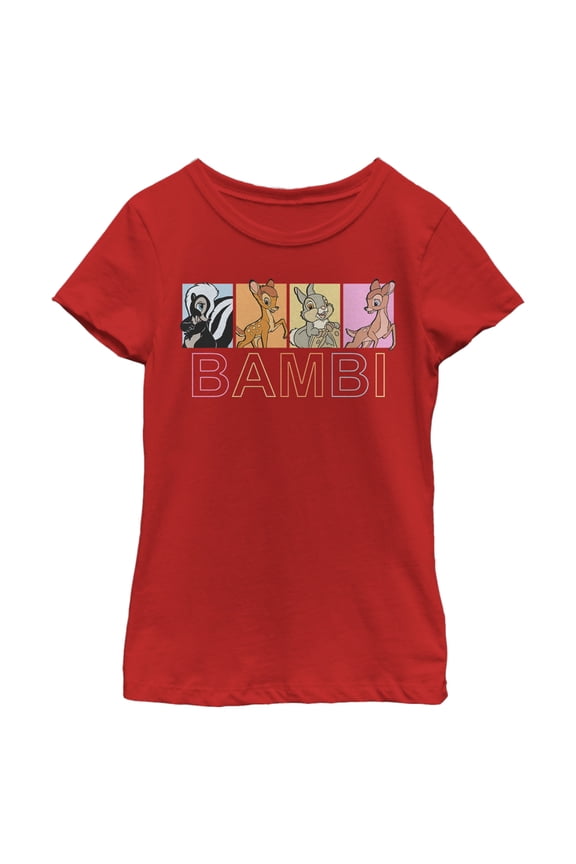 Girl's Bambi Faline, Thumper & Flower Character Boxes  Graphic Tee Red X Large