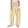 thumbnail image 1 of Girl's Barrel Sweatpant High Waisted Wide Leg Sweat Pant Drawstring Athletic Baggy Pant Y2K Palazzo Patchwork Trousers, 1 of 8