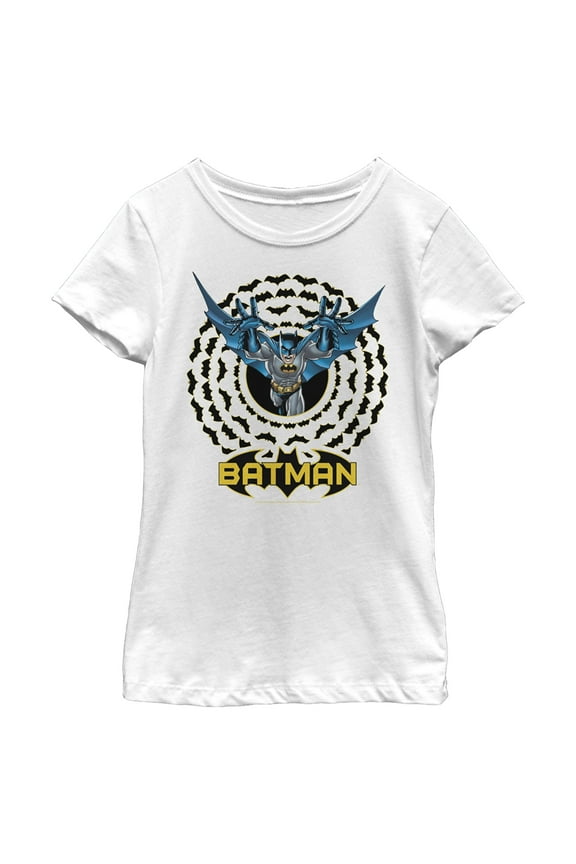Girl's Batman Bat Circle Logo  Graphic Tee White Medium