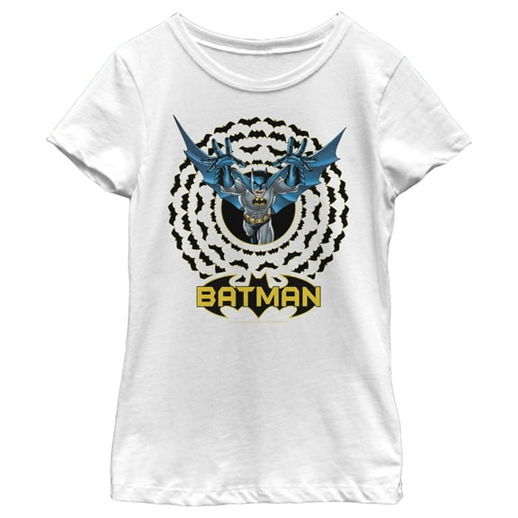 Girl's Batman Bat Circle Logo  Graphic Tee White X Small