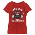 thumbnail image 1 of Girl's Batman Catwoman My Cat is My Valentine Graphic Tee Red X Large, 1 of 5