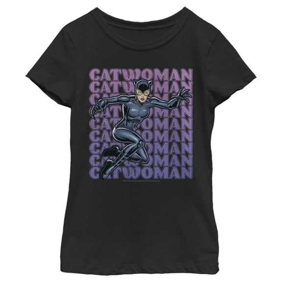 Girl's Batman Catwoman Strike  Graphic Tee Black Small
