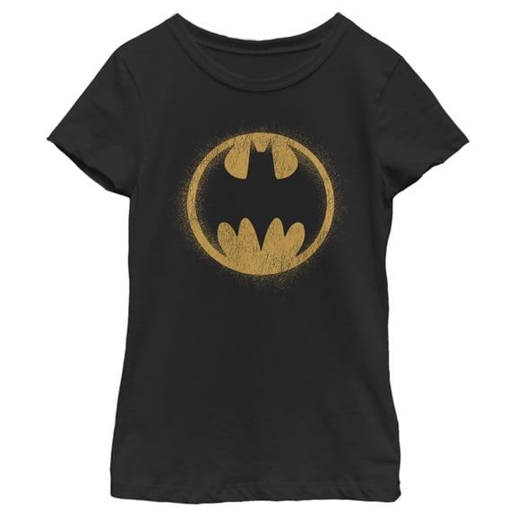 Girl's Batman Distressed Bat Signal Graphic Tee Black Large