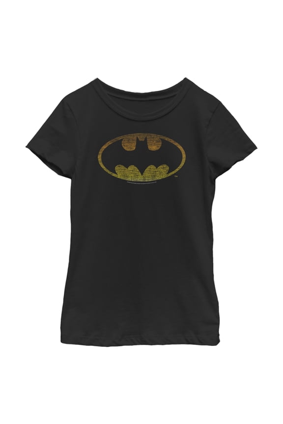 Girl's Batman Distressed Classic Logo Graphic Tee Black Small
