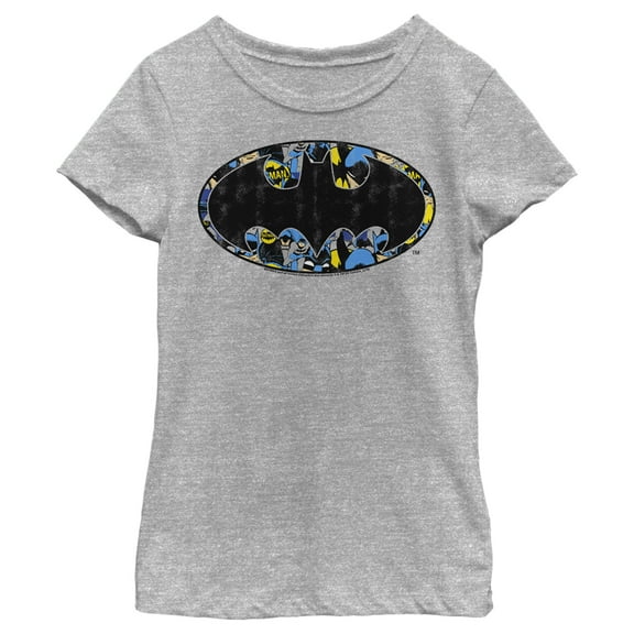 Girl's Batman Distressed Filled Logo Graphic Tee Athletic Heather X Small