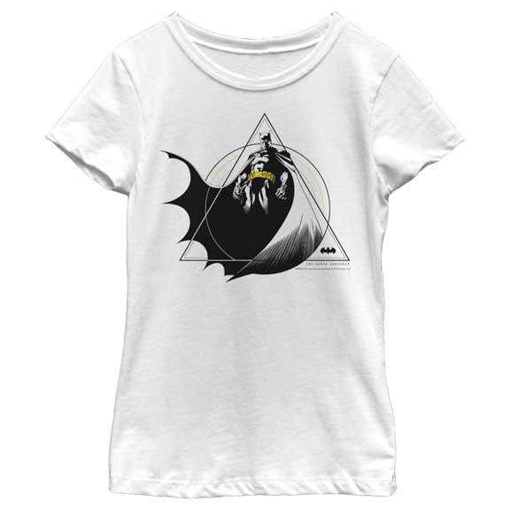 Girl's Batman Geometric Caped Crusader Graphic Tee White Small