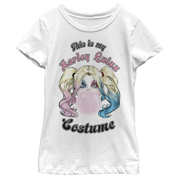 Girl's Batman Harley Quinn Gum Costume  Graphic Tee White X Small