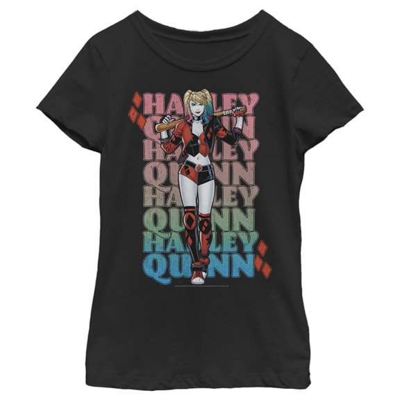 Girl's Batman Harley Quinn Poster  Graphic Tee Black Medium