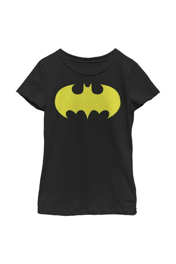 Girl's Batman Logo Classic Wing Graphic Tee Black Medium